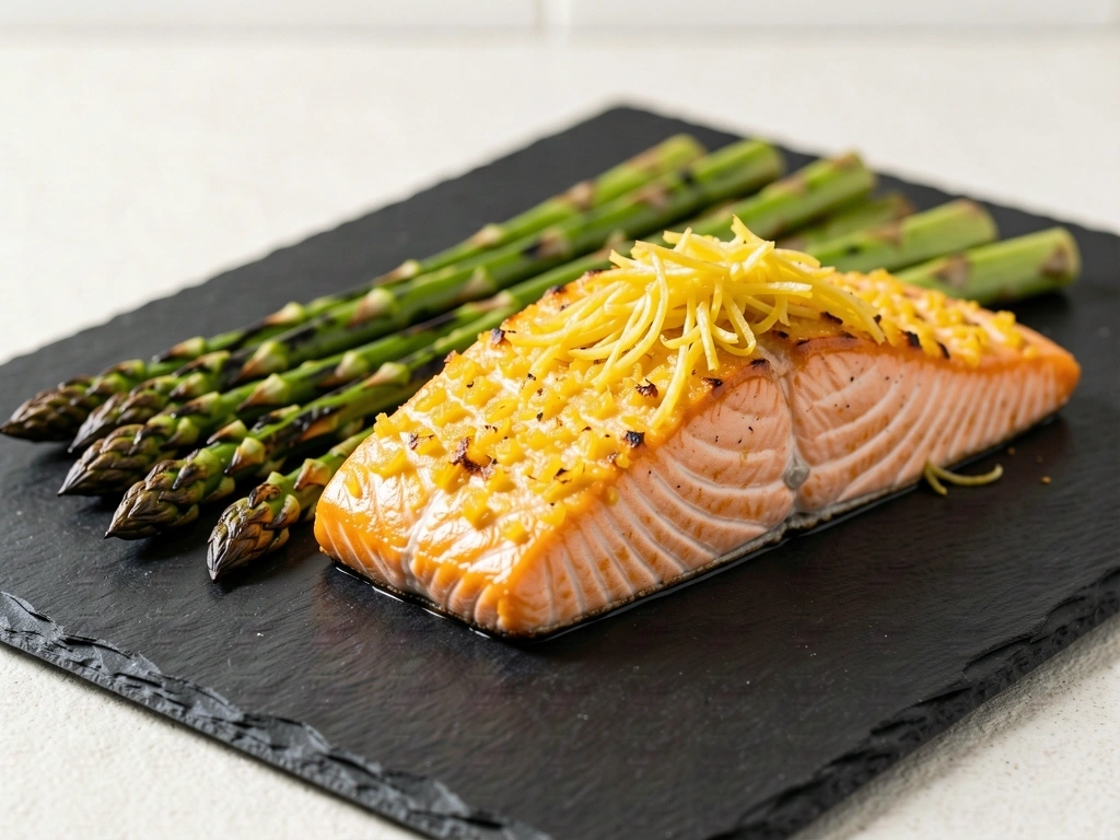 Lososový filet s citrónovou šťavou a špargľou